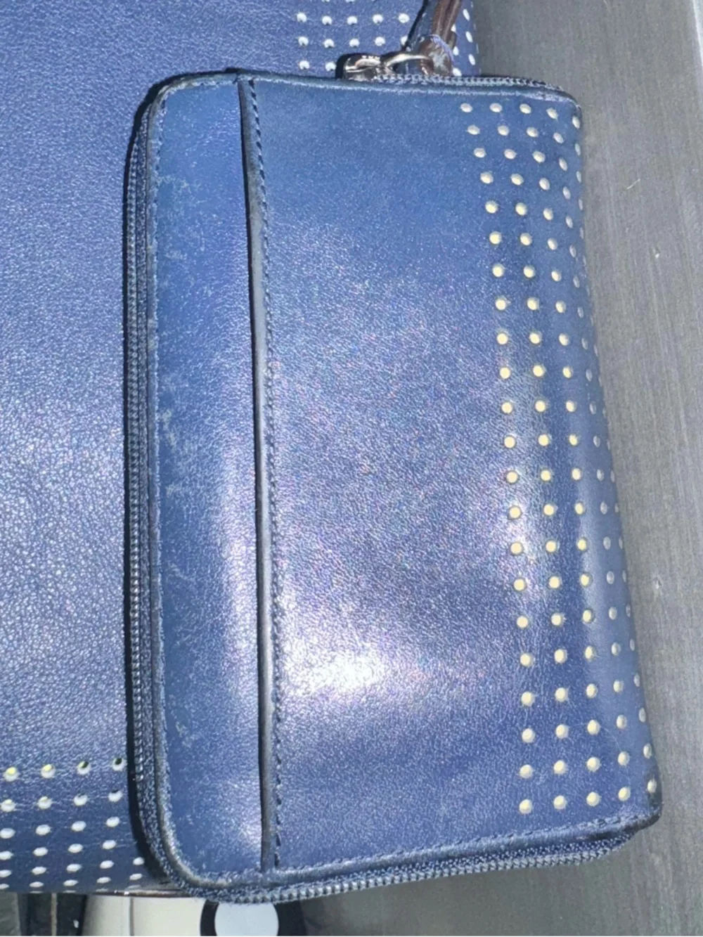 COACH Legacy 2012 Perforated
Leather Duffle Navy / Citrine #22762 & Wallet - GUC - Picture 15 of 16